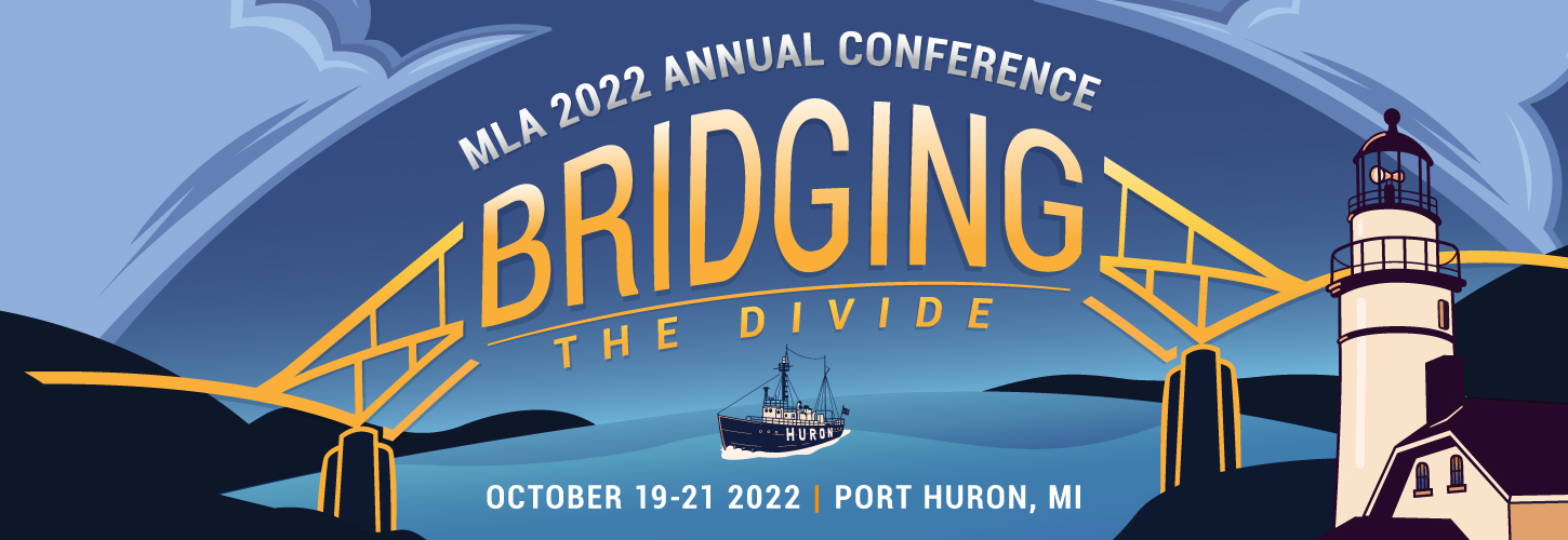 Logo for MLA 2022 Virtual Annual Conference Bridging the Divide