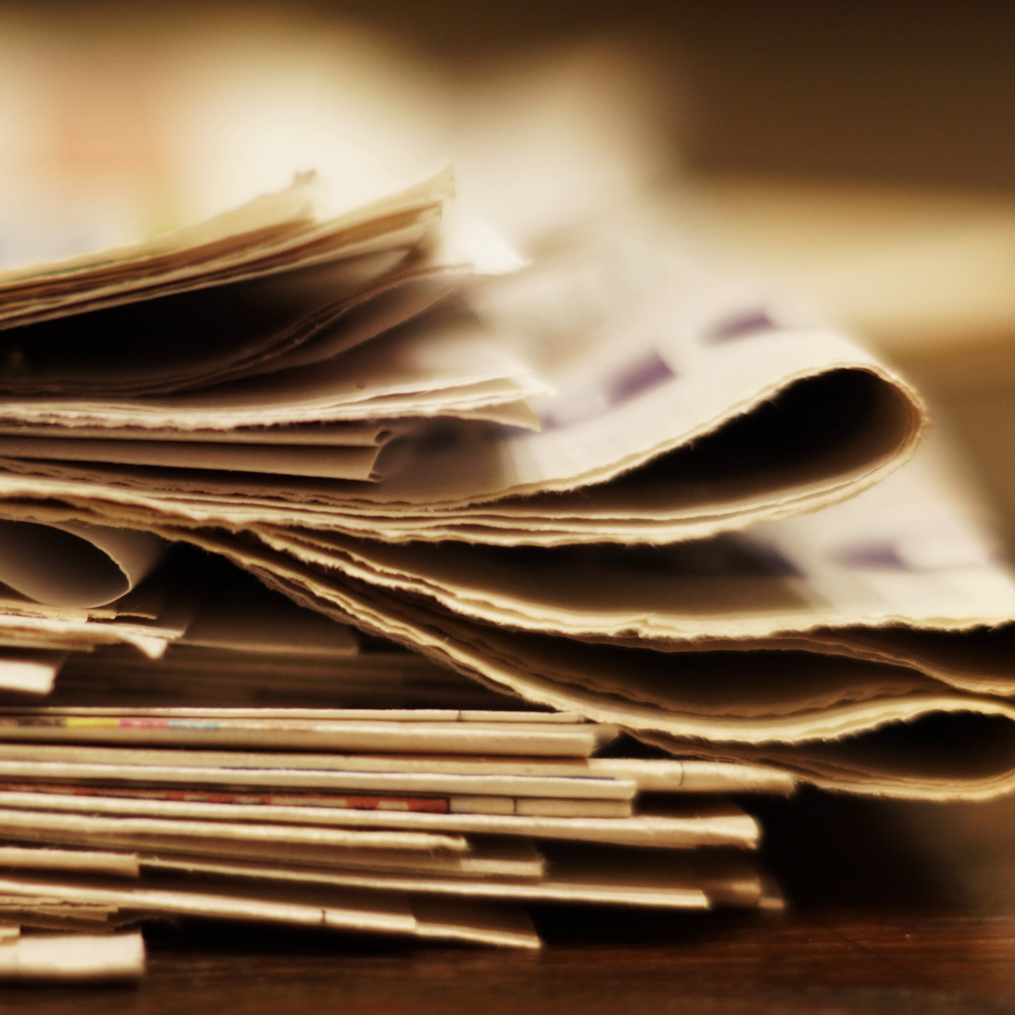 pile of newspapers up close