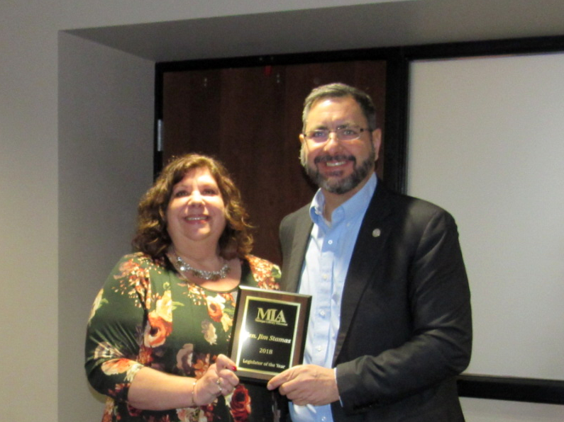 MLA 2018-2019 President Kristin Shelley with Sen. Jim Stamas